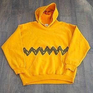 VTG Y2K CEDAR FAIR 50/50 CHARLIE BROWN GOLD/BLACK HOODIE MENS L